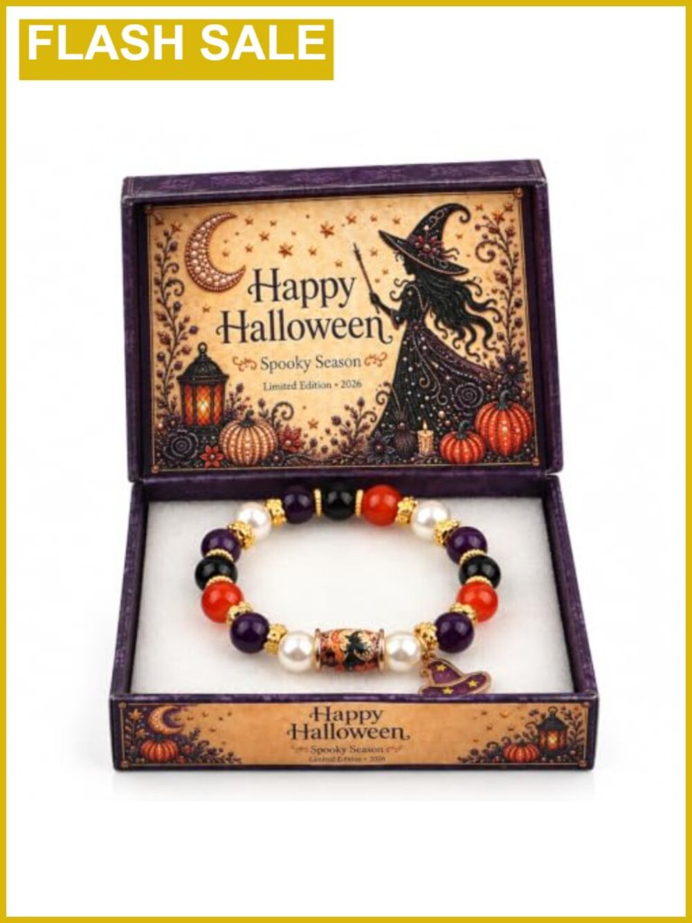 Elastic Strand Bracelet with Witch Hat Pendant Halloween